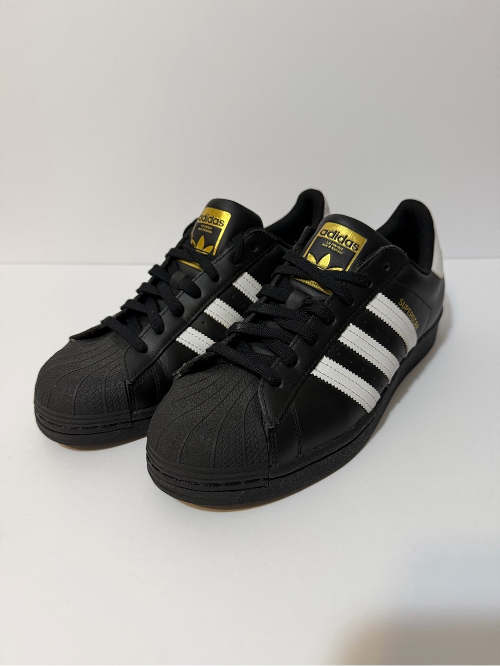 Adidas Superstar Men’s US 9.5 Low Top Sneakers Core Black/White/Gold EG4959